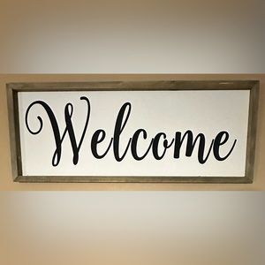 Rustic Sign; Farmhouse style that reads “Welcome”; 2 feet by 9.5 inches; new